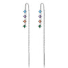 Wholesale 925 Silver Women's Geometric Dopamine Colored Zirconium Pendant Earrings