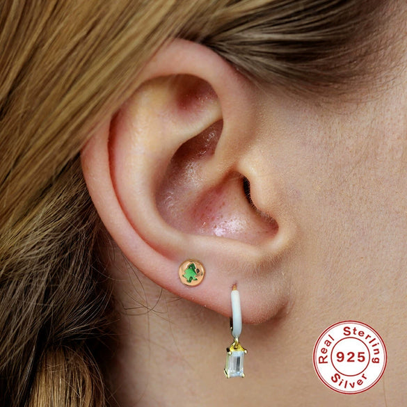 Wholesale 925 Silver Women's Geometric Ear Studs With Elk Snowflake Christmas Tree Love Design Electroplated