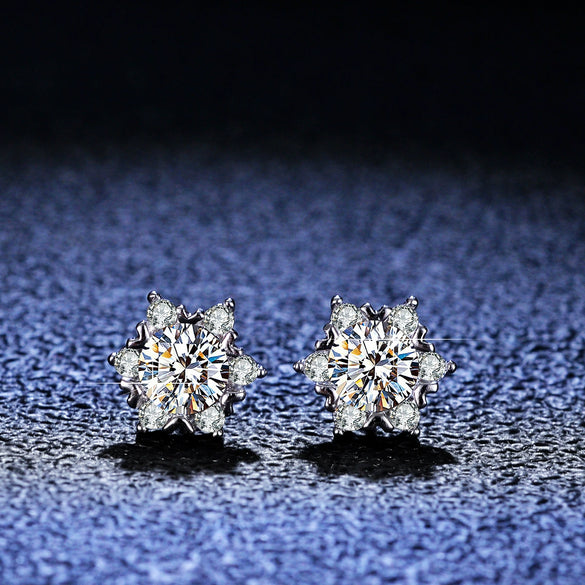 Wholesale 925 Silver Women's Geometric Snowflake Earrings Simple Style