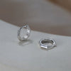 Wholesale Silver Women's Polygonal Geometric Single Circle Hoop Small Earrings With Zircon Inlay Electroplated