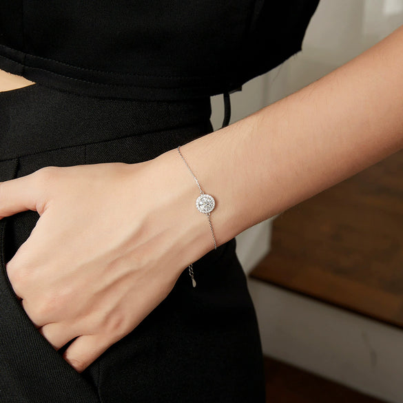 Wholesale 925 Silver Women's Simple Geometry Mosan Diamond Bracelet