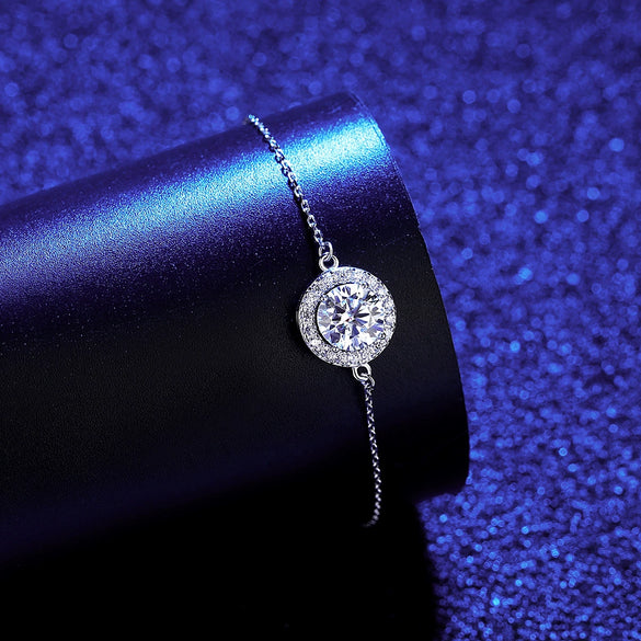 Wholesale 925 Silver Women's Simple Geometry Mosan Diamond Bracelet