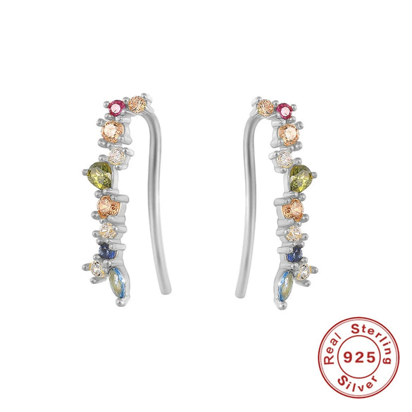 Wholesale Silver Zircon Ear Row Ear Arc Earrings With Ear Hooks In Geometric Style For Women