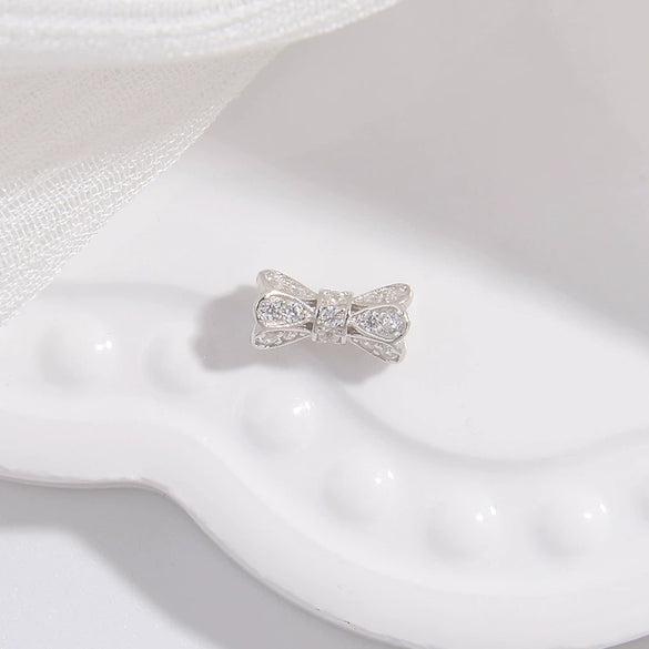 Wholesale 925 Silver Zirconium Small Waist Perforated Bead Bucket Bead Bracelet Necklace Accessories