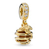 Wholesale Silverplated Metal Pendant Beads With Golden Bees And Totem Pattern Electroplated Diy Pendant Accessories