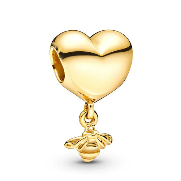 Wholesale Silverplated Metal Pendant Beads With Golden Bees And Totem Pattern Electroplated Diy Pendant Accessories