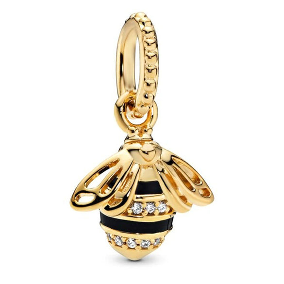 Wholesale Silverplated Metal Pendant Beads With Golden Bees And Totem Pattern Electroplated Diy Pendant Accessories