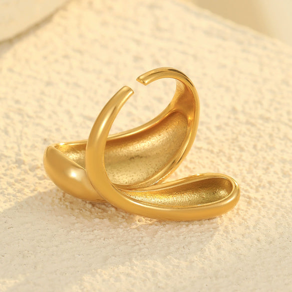 Wholesale Simple Adjustable Crossopening Stainless Steel Geometric Ring For Women With Electroplating Jewelry