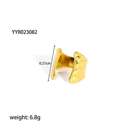 Wholesale Simple Adjustable Open Stainless Steel Ring For Women 18K Gold Plated With Vacuum Real Gold Electroplating In Pvd Furnace