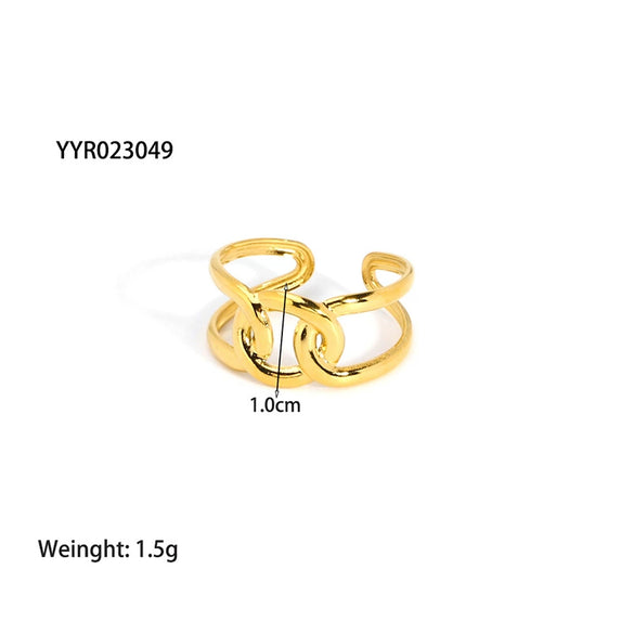Wholesale Simple Adjustable Open Stainless Steel Ring For Women 18K Gold Plated With Vacuum Real Gold Electroplating In Pvd Furnace
