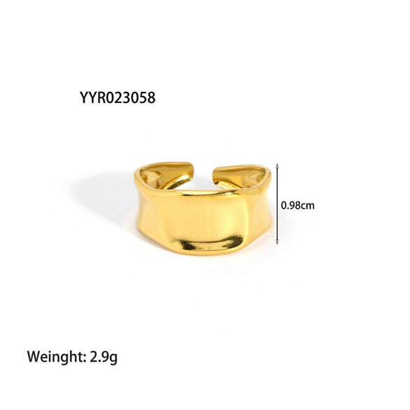 Wholesale Simple Adjustable Open Stainless Steel Ring For Women 18K Gold Plated With Vacuum Real Gold Electroplating In Pvd Furnace