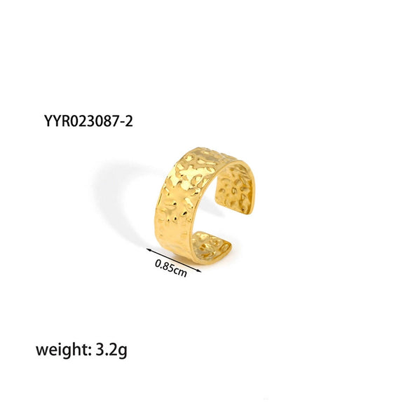 Wholesale Simple Adjustable Open Stainless Steel Ring For Women 18K Gold Plated With Vacuum Real Gold Electroplating In Pvd Furnace