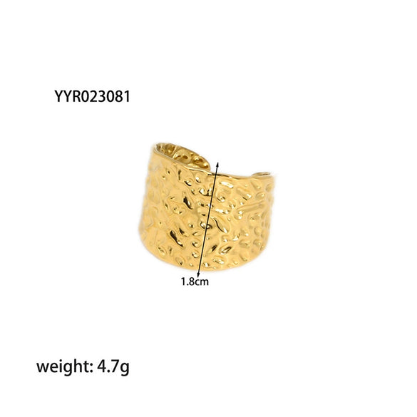 Wholesale Simple Adjustable Open Stainless Steel Ring For Women 18K Gold Plated With Vacuum Real Gold Electroplating In Pvd Furnace