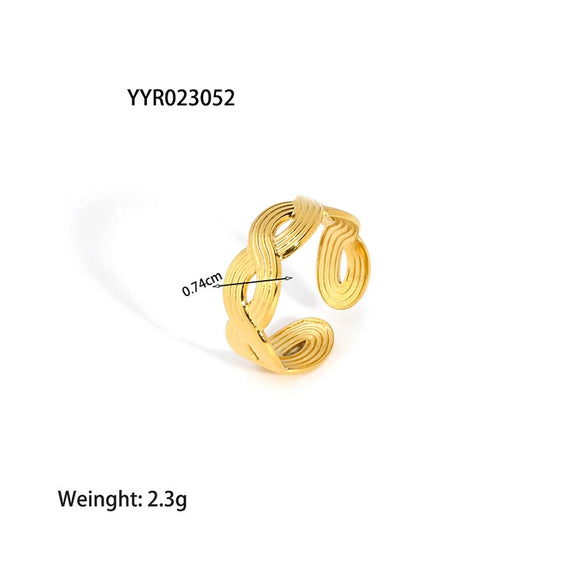 Wholesale Simple Adjustable Open Stainless Steel Ring For Women 18K Gold Plated With Vacuum Real Gold Electroplating In Pvd Furnace
