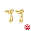 Wholesale Simple Allmatch S925 Sterling Silver Widesided Multisided Irregular Dropshaped Earrings With Geometric Pattern And Zirconia Design