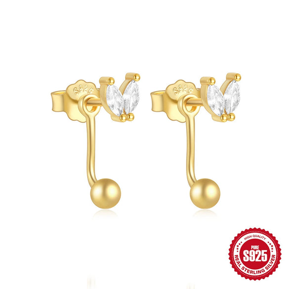 Wholesale Simple Allmatch S925 Sterling Silver Widesided Multisided Irregular Dropshaped Earrings With Geometric Pattern And Zirconia Design
