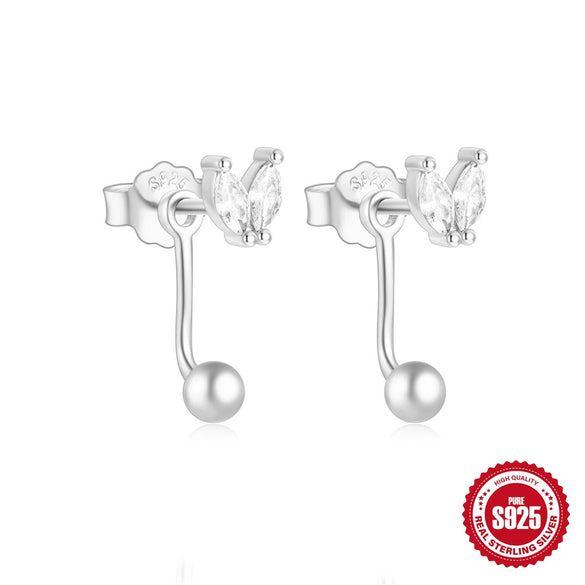 Wholesale Simple Allmatch S925 Sterling Silver Widesided Multisided Irregular Dropshaped Earrings With Geometric Pattern And Zirconia Design