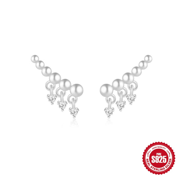Wholesale Simple Allmatch S925 Sterling Silver Widesided Multisided Irregular Dropshaped Earrings With Geometric Pattern And Zirconia Design