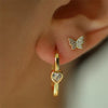 Wholesale Simple Allmatch Stainless Steel Geometric Ushaped Electroplated Inlaid Zircon Earrings For Women