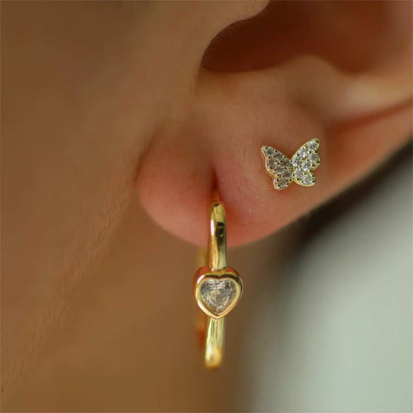 Wholesale Simple Allmatch Stainless Steel Geometric Ushaped Electroplated Inlaid Zircon Earrings For Women