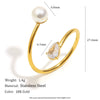 Wholesale Simple Asymmetrical Open Snake Ring For Women Stainless Steel 18K Gold Plated With Imitation Pearl Zircon Geometric Pattern