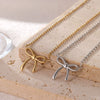 Wholesale Simple Bow Pattern Titanium Steel Electroplated Women's Pendant Necklace