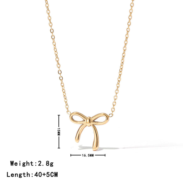 Wholesale Simple Bow Pattern Titanium Steel Electroplated Women's Pendant Necklace
