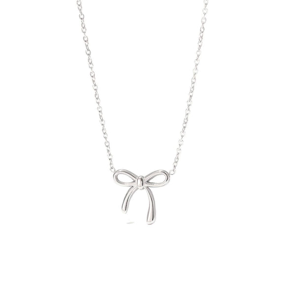 Wholesale Simple Bow Pattern Titanium Steel Electroplated Women's Pendant Necklace