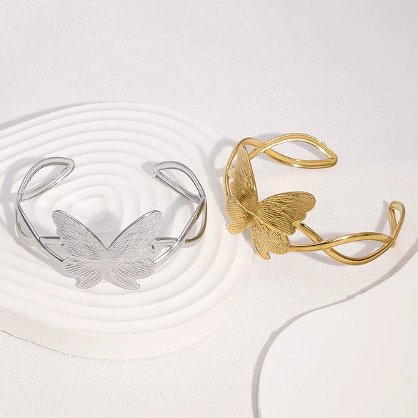 Wholesale Simple Butterfly Design Electroplated Stainless Steel Bracelet For Women