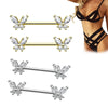 Wholesale Simple Butterfly Shaped Stainless Steel Breast Ring With Zircon