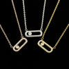 Wholesale Simple Charming Unisex Zircon Necklace With Geometric Design Copper Snake Bone Chain Three Color Optional