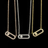 Wholesale Simple Charming Unisex Zircon Necklace With Geometric Design Copper Snake Bone Chain Three Color Optional