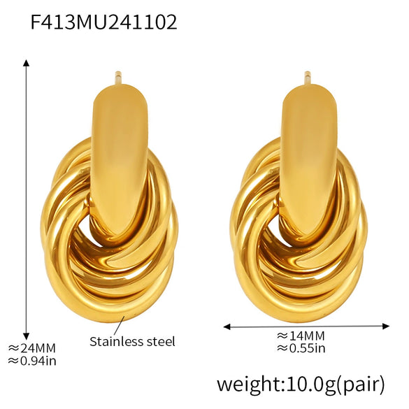 Wholesale Simple Circle Line Winding Earrings In Niche Design Made Of Stainless Steel With 18K Gold Plated Electroplating And Geometric Styling
