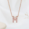 Wholesale Simple Classic Letter H Titanium Steel Necklace With Gold Inlaid Design