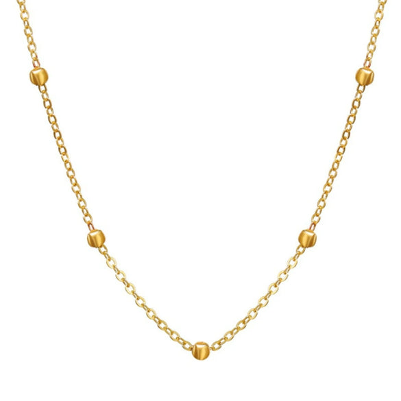 Wholesale Simple Clip Ball Chain Short Clavicle Chain With Copper Beads And Geometric Pattern For Women Fashion Metal Necklace