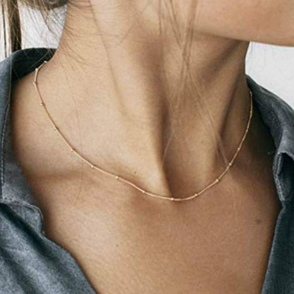 Wholesale Simple Clip Ball Chain Short Clavicle Chain With Copper Beads And Geometric Pattern For Women Fashion Metal Necklace