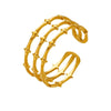 Wholesale Simple Cold Retro Three Layer Opening Design Bamboo Metal Titanium Steel Ring With Geometric Pattern Electroplated