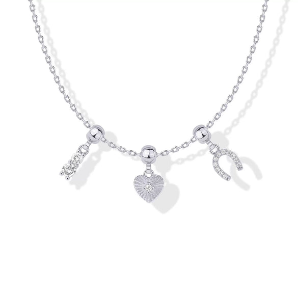 Wholesale Simple Copper Pendant Necklace With Heart Shape For Women Electroplated Mixed Gemstone Setting