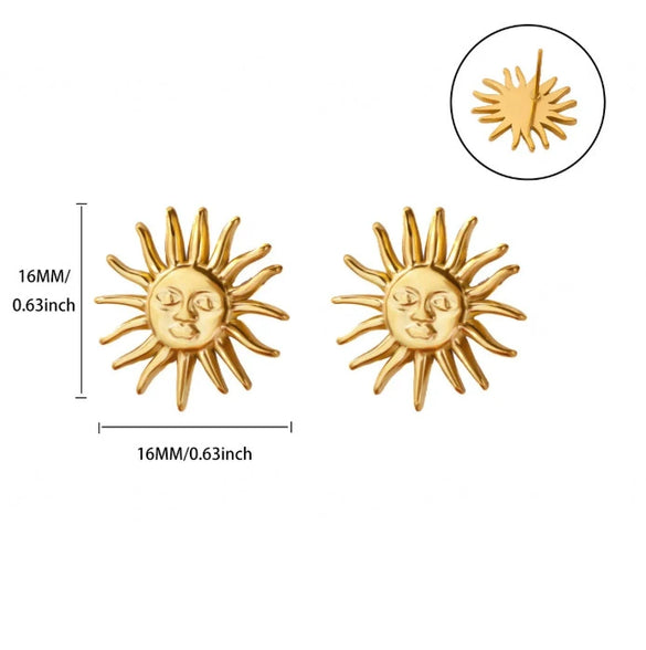 Wholesale Simple Creative Geometric Sunflower Stainless Steel And Gold Electroplated Unisex Earrings