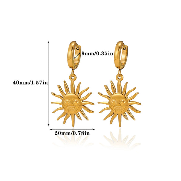 Wholesale Simple Creative Geometric Sunflower Stainless Steel And Gold Electroplated Unisex Earrings