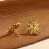 Wholesale Simple Creative Geometric Sunflower Stainless Steel And Gold Electroplated Unisex Earrings