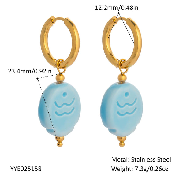 Wholesale Simple Creative Ocean Cartoon Animal Zodiac Earrings Titanium Steel Jewelry With Pvd Vacuum Real Gold Electroplating