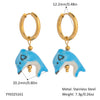 Wholesale Simple Creative Ocean Cartoon Animal Zodiac Earrings Titanium Steel Jewelry With Pvd Vacuum Real Gold Electroplating