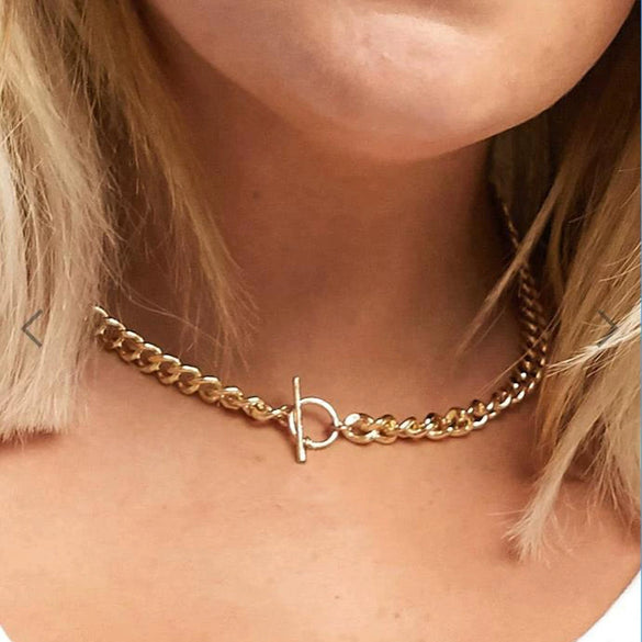 Wholesale Simple Creative Punk Style Stainless Steel Chain Necklace Thick Clavicle Chain Hip Hop Jewelry