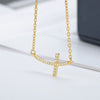 Wholesale Simple Cross Zircon Pendant Necklace With Geometric Pattern Copper Electroplated Unisex