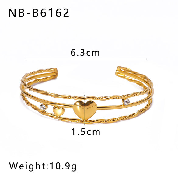 Wholesale Simple Cshaped Stainless Steel And 18K Oil Drop Star Moon Series Titanium Steel Bracelet With 18K Furnace Vacuum Plating No Fading
