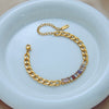 Wholesale Simple Design Colorful Transparent Long Row Diamond Titanium Steel Regular Chain Bracelet With Geometric Pattern And Electroplating Treatment