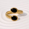 Wholesale Simple Design Geometric Stainless Steel Gold Plated Finger Ring For Women
