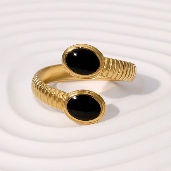 Wholesale Simple Design Geometric Stainless Steel Gold Plated Finger Ring For Women
