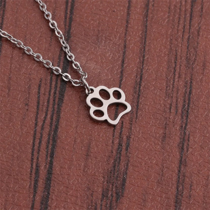 Wholesale Simple Dog Paw Pendant Stainless Steel Necklace Gooddiy